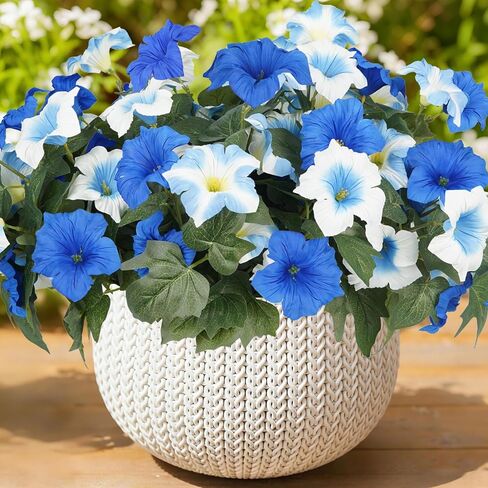 16 Bundles Artificial Flowers for Outdoors Faux Morning Glory Spring Summer Decoration, Fake Flowers Plants UV Resistant Look Real Silk Flowers Decor for Outside Planter Front Door Porch Patio Yard in Saudi Arabia