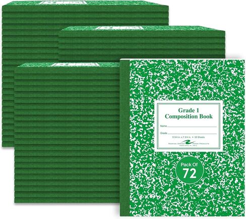Roaring Spring Composition Notebooks, Grade 3 Ruled, 50 Sheets 15# White Paper, 9.75"x7.75", Designed for Grade 3 Classes, Practicing Writing & Penmanship, Red Marble Flexible Cover (Pack of 72) in Kuwait