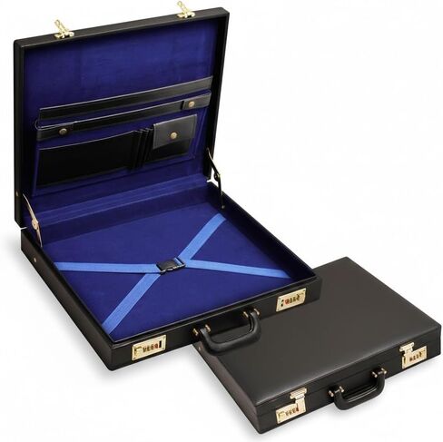Premium Masonic Regalia Provincial Apron Briefcase – Black Leather Hard Case with Gold Locks | Freemason Bags & Storage Cases (Half Apron) in Saudi Arabia