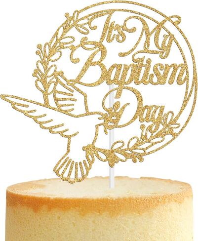Mi Confirmación Cake Topper, Peace Pigeon Cross Religious First Communion, Wedding Christening Confirmation Baby Shower 1st Birthday Baptism Party Decorations for Boy Girl, Gold Glitter in Saudi Arabia