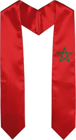 Morocco Flag Graduation Sash Satin Scarf 72" Stole for Abroad Student International Study Class in Kuwait