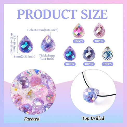 Glass Teardrop Faceted Chandelier Crystals Water Drop Prism Beads for Crafts DIY Sun Catchers Wind Chimes Jewelry Making in Saudi Arabia