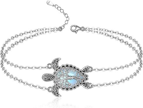 Turtle Anklet Blue Opal Sea Turtle Ankle Bracelets for Women Sterling Silver Infinity Wave Ocean Beach Summer Foot Bracelet Jewelry Layered Adjustable in Saudi Arabia