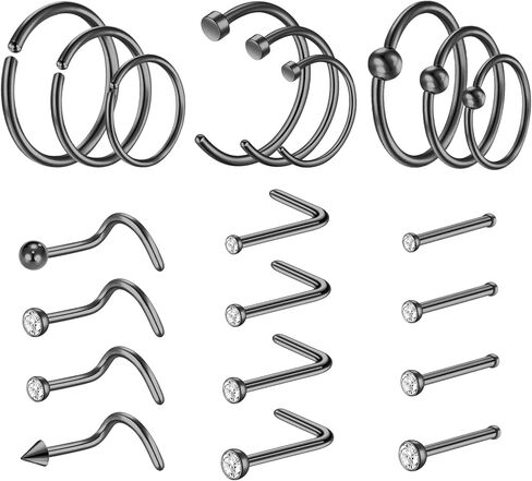 10 pcs Gold Nose Hoop Surgical Steel Nose Rings for Women Men 20G Nose Piercing Jewelry Gold Nose Ring Gold Nose Studs Gold Nose Piercing Hypoallergenic Nose Rings Hoops 10Pcs in Saudi Arabia