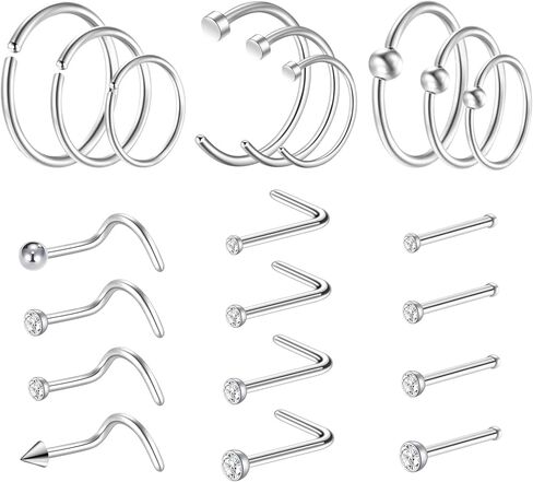 10 pcs Gold Nose Hoop Surgical Steel Nose Rings for Women Men 20G Nose Piercing Jewelry Gold Nose Ring Gold Nose Studs Gold Nose Piercing Hypoallergenic Nose Rings Hoops 10Pcs in Saudi Arabia
