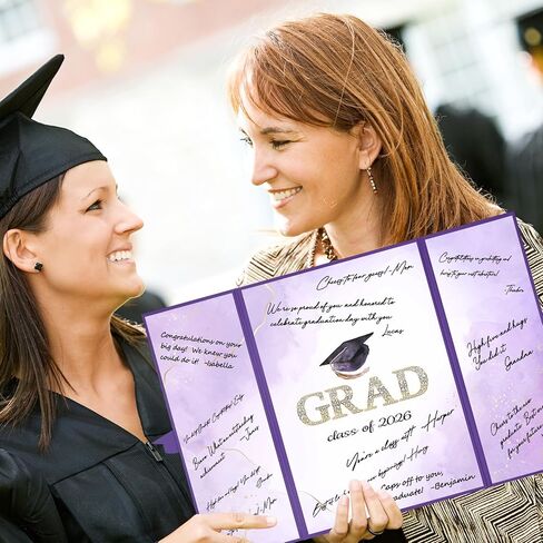 Trgowaul 2025 زخارف حفل التخرج ، فئة أرجوانية من 2025 دفتر الضيوف البديل ، مجلس شهادة توقيع الخريجين ، ملصق الخريج ملصق ، لوازم التخرج. in Kuwait