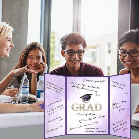 Trgowaul 2025 زخارف حفل التخرج ، فئة أرجوانية من 2025 دفتر الضيوف البديل ، مجلس شهادة توقيع الخريجين ، ملصق الخريج ملصق ، لوازم التخرج. in Kuwait