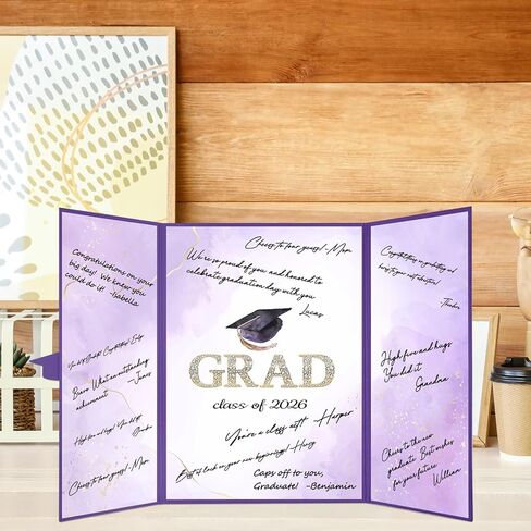 Trgowaul 2025 زخارف حفل التخرج ، فئة أرجوانية من 2025 دفتر الضيوف البديل ، مجلس شهادة توقيع الخريجين ، ملصق الخريج ملصق ، لوازم التخرج. in Kuwait