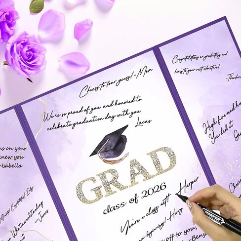Trgowaul 2025 زخارف حفل التخرج ، فئة أرجوانية من 2025 دفتر الضيوف البديل ، مجلس شهادة توقيع الخريجين ، ملصق الخريج ملصق ، لوازم التخرج. in Kuwait