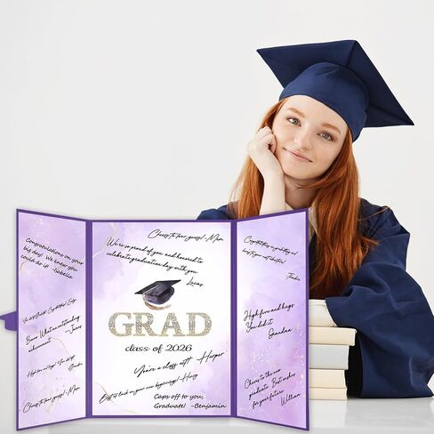 Trgowaul 2025 زخارف حفل التخرج ، فئة أرجوانية من 2025 دفتر الضيوف البديل ، مجلس شهادة توقيع الخريجين ، ملصق الخريج ملصق ، لوازم التخرج. in Kuwait