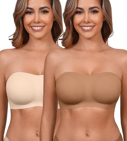 DEANGELMON Strapless Bra for Women Non-Slip Silicone Bandeau Bra Non-Padded Wireless Front Closure Tube Top Bra in Kuwait