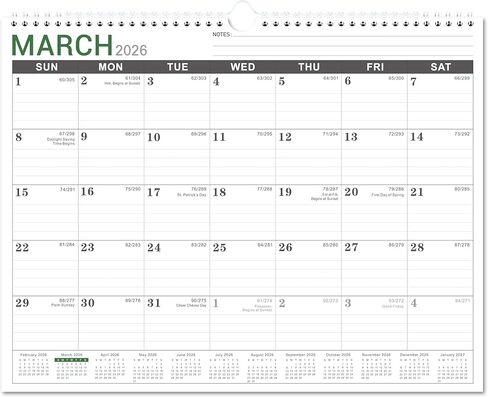 Wall Calendar 2025-2026 - Monthly Calendar from July 2025 to December 2026, Calendar 2025-2026 with Premium Paper, Spiral Bound, 14.5'' x 11.5‘’ in Kuwait