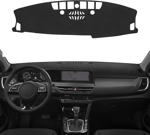 Dash Cover for Hyundai Santa Fe 2024 2025 Accessories Black Flannel Dashboard Cover Mat Car Dashboard UV Sun Protection in Kuwait