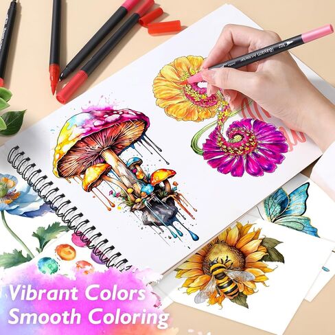 iBayam Art Markers Set, 72 Colors Dual Tip Brush Pens for Adult Coloring Book, Note-Taking, Calligraphy, Journaling, Sketching & Lettering, with Gift Case for Kids Adult Teens School Art Supplies in Kuwait