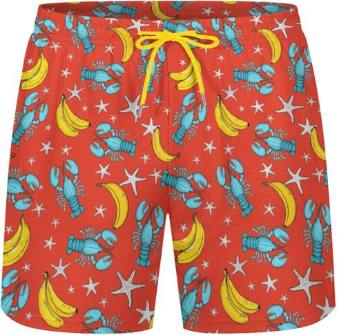 KSLIDS Funny Duck Mens Swim Trunks with Compression Liner Fashion Cool 2-in-1 Swimming Shorts 5 inches Inseam Yellow Stretch Quick Dry Board Shorts Beach Swimsuit with 4 Pockets -L, Large in Saudi Arabia