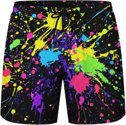 KSLIDS Funny Duck Mens Swim Trunks with Compression Liner Fashion Cool 2-in-1 Swimming Shorts 5 inches Inseam Yellow Stretch Quick Dry Board Shorts Beach Swimsuit with 4 Pockets -L, Large in Saudi Arabia