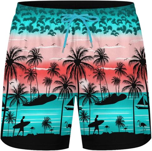 KSLIDS Funny Duck Mens Swim Trunks with Compression Liner Fashion Cool 2-in-1 Swimming Shorts 5 inches Inseam Yellow Stretch Quick Dry Board Shorts Beach Swimsuit with 4 Pockets -L, Large in Saudi Arabia