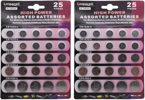 لوباسيل بطارية ليثيوم عالية الطاقة 3 فولت من لوباسيل CR2032 CR2025 CR2450 CR1620 CR1632 عبوة من 25 قطعة in Kuwait