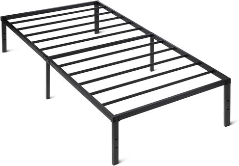 Amazon Basics Foldable Metal Platform Bed Frame with Tool Free Setup, 18 Inches High, Sturdy Steel Frame, No Box Spring Needed, Twin, Black in Kuwait