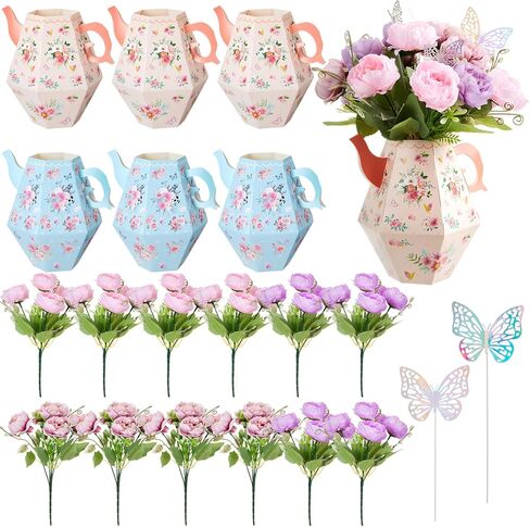 6 Sets Butterfly Party Decorations Princess Flower Boxes Butterfly Centerpieces for Table Decorations Baby Shower Birthday Tea Party Decor Supplies Butterfly Themed Wedding Party Favors in Kuwait