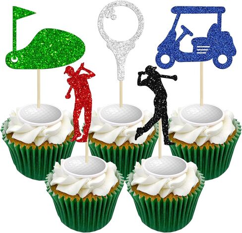 Gyufise 1 Pc Golf Happy Birthday Cake Topper - Glitter Golf Ball Player - Black in Saudi Arabia