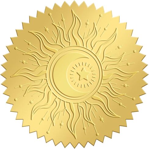 CRASPIRE 2" Gold Foil Sticker Halloween 100pcs Certificate Seals Gold Embossed Bat Moon Round Embossed Foil Seal Stickers for Envelopes Invitation Card Diplomas Awards Graduation in Kuwait