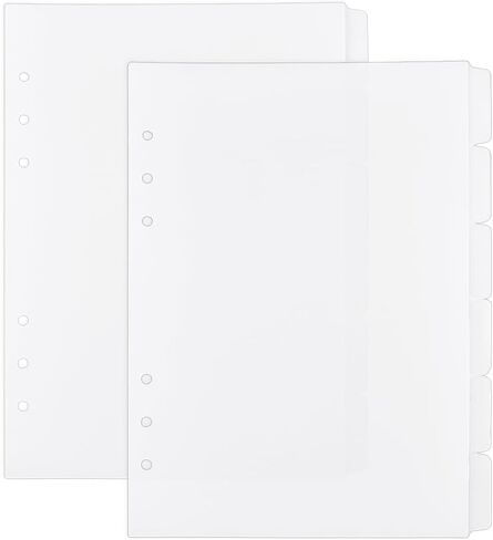 SUPERFINDINGS 2 Sets 12 Sheets A5 Index Binder Dividers Beige Plastic Binder Dividers with 6 Tabs A5 Tab Pages 6 Holes Ring Index Page for Planner Notebook Journal, 21x15.7cm in Saudi Arabia