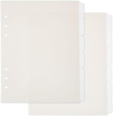 Superfindings 2 مجموعات 12 ورقة A5 فهرس موثق المقسمات Beige البلاستيك الموثق مع 6 علامات التبويب صفحات علامة تبويب 6 صفحة فهرس الثقوب لمخطط دفتر دفتر ، 21x15.7cm in Kuwait