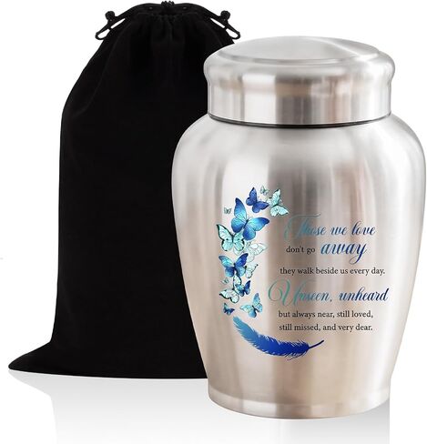 الجرار الكبيرة من SOITIS للرماد، الجرار المزخرفة من الذكور البالغين، تذكار جنازة من الفولاذ المقاوم للصدأ للرماد يبقى جرة حرق للرماد البشري للنساء والرجال يحمل ما يصل إلى 150 بوصة مكعبة in Kuwait