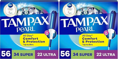 Tampax Pearl Tampons Multipack, with LeakGuard Braid, Super/Ultra Absorbency, Unscented, 56 Count in Saudi Arabia