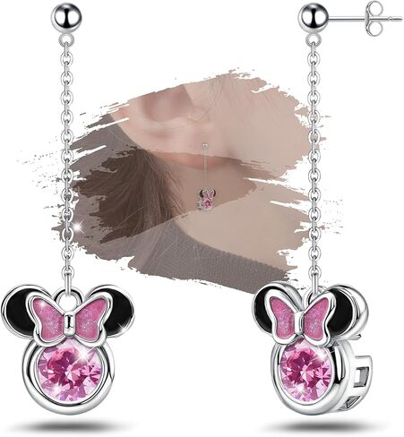 Cute Stud Earrings for Girls Teens Women - Sterling Silver Hypoallergenic Cubic Zirconia Heart Mouse Drop Dangle Earrings Dainty Lovely Studs Fashion Jewelry Adorable Gifts for Christmas Daughter in Saudi Arabia