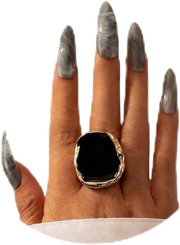 GIGB PBDK Gold Vintage Enamel Drip Ring for Women 14k Gold Chunky Simple Irregular Geometric Ring Punk Lightweight Statement Finger Rings Jewelry in Saudi Arabia