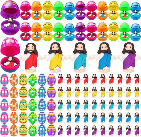 Barydat 240 PCS Mini يسوع شخصيات عيد الفصح مع ألعاب داخل ديني يسوع ألعاب مصغرة يسوع هدايا بيض عيد الفصح. in Kuwait