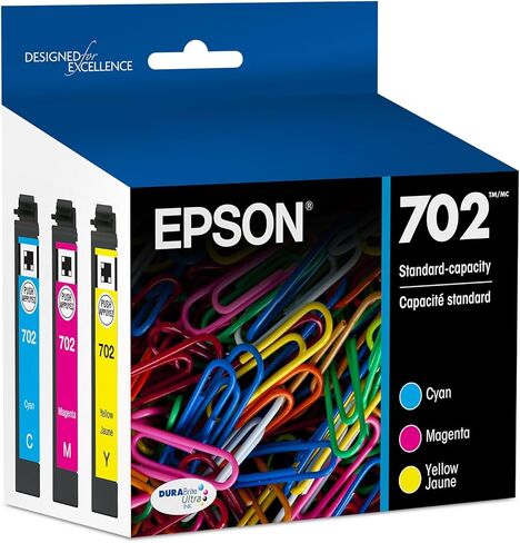 EPSON 702 DURABrite Ultra Ink Standard Capacity Color Combo Pack (T702520-S) Works with WorkForce Pro WF-3720, WF-3730, WF-3733 in Kuwait