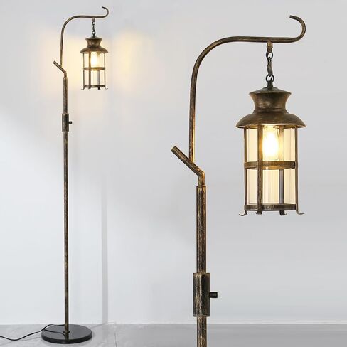 Vintage Dimmable Floor Lamp,Classical Lanterns Standing Lamp, Rustic Farmhouse Floor Lamp with Red Copper Finish, for Living Room Bedroom,Bar,Basement in Kuwait