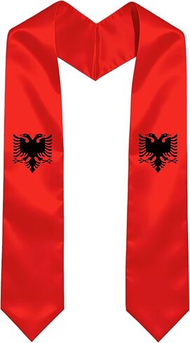 Albania Flag International Graduate Satin Stole Scarf with National Flag Design 72" Graduation Sash in Kuwait