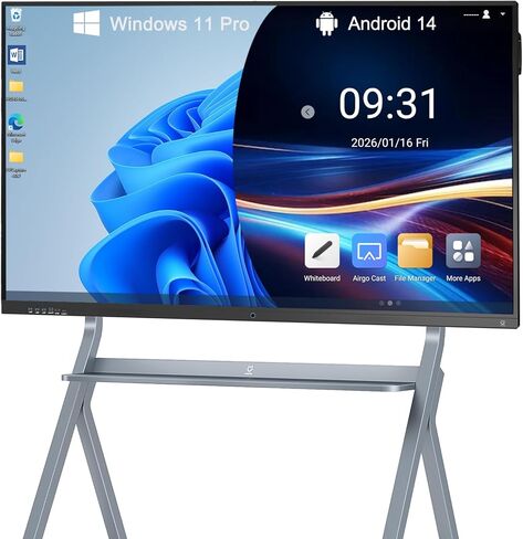 65 Inch Smart Board,4K Touch Screen Interactive Whiteboard, All-in-One Smart Digital Whiteboard for Classroom Home and Business Built in Android 12.0 8+128G with Robust App Ecosystem(Board+Wall Mount) in Saudi Arabia
