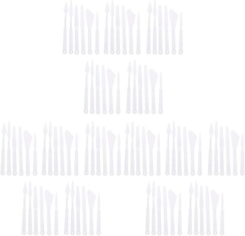 90 pcs Scraper Mixing Oil/Spatula Long Portable Acrylic Tools Painting Supplies Color White Drawing Accessories Spreading for Art Plastic Knives Tool Scratching Applying in Kuwait