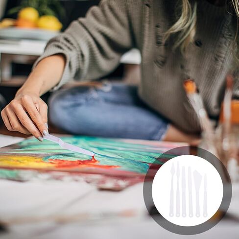 90 pcs Scraper Mixing Oil/Spatula Long Portable Acrylic Tools Painting Supplies Color White Drawing Accessories Spreading for Art Plastic Knives Tool Scratching Applying in Kuwait