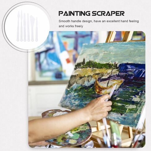 90 pcs Scraper Mixing Oil/Spatula Long Portable Acrylic Tools Painting Supplies Color White Drawing Accessories Spreading for Art Plastic Knives Tool Scratching Applying in Kuwait