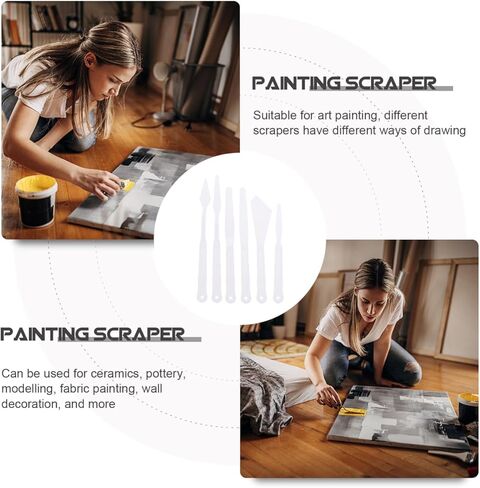90 pcs Scraper Mixing Oil/Spatula Long Portable Acrylic Tools Painting Supplies Color White Drawing Accessories Spreading for Art Plastic Knives Tool Scratching Applying in Kuwait