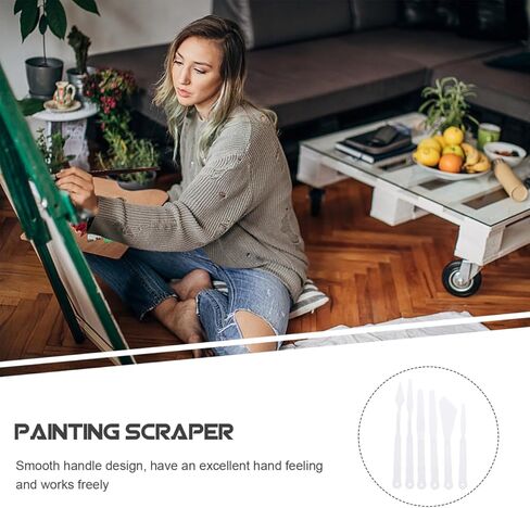 90 pcs Scraper Mixing Oil/Spatula Long Portable Acrylic Tools Painting Supplies Color White Drawing Accessories Spreading for Art Plastic Knives Tool Scratching Applying in Kuwait