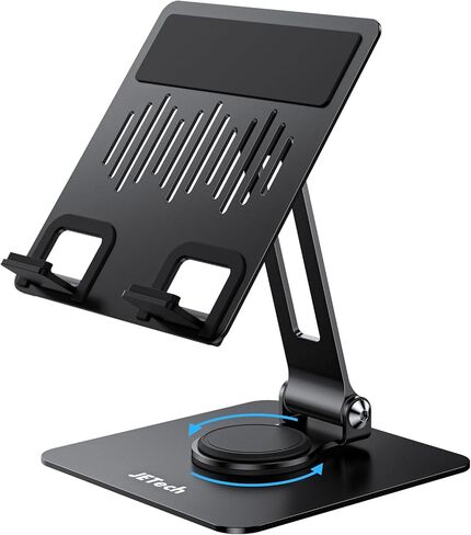 حامل كمبيوتر لوحي من JETech، حامل سطح مكتب دوار قابل للتعديل مع قاعدة دوارة 360 درجة، حامل قابل للطي لأجهزة iPad/iPad Pro/Air/Mini، Galaxy Tab A8/A7 Lite/A7/S8/S7، تاب/هواتف (4-13 بوصة)، فضي in Kuwait