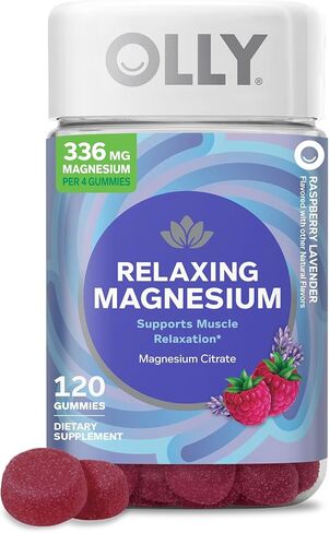 OLLY Relaxing Magnesium Gummies, Supports Muscle Relaxation*, Magnesium Citrate, Raspberry Lavender Flavor, 15 Day Supply - 60 Count in Saudi Arabia