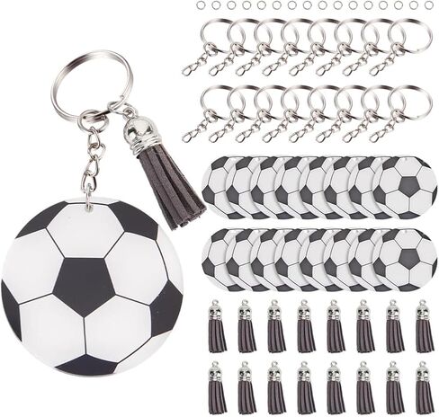 1 Box 64pcs DIY Sports Keychain Basketball Keychain DIY Acrylic Personalized Sports Basketballs DIY Keychains Charms Tassel Kit for Jewelry Key Chain Making Crafts Adult Sport Ball Gifts in Kuwait