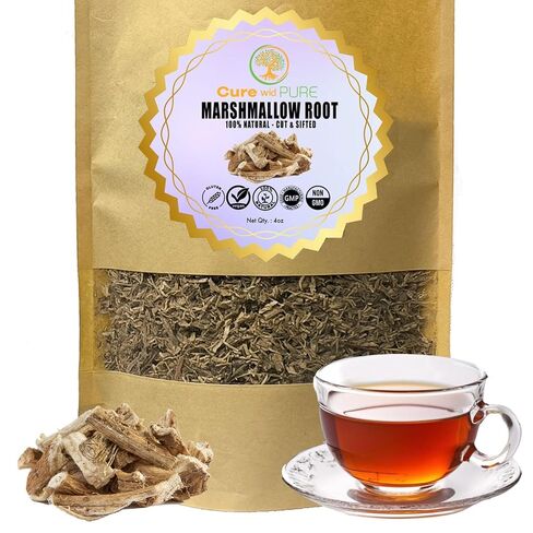 Cure wid Pure Organic Marshmallow Root Herb 4 Oz – Cut & Sifted Marshmallow Root Tea in Eco-Friendly Resealable Bag Versatile Choice for Herbal Tea, Marshmallow Root Powder, Tinctures & More in Kuwait