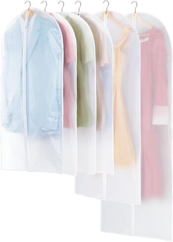 Clear Garment Bag - 15 Packs Garment Bags for Hanging Clothes Dress Bag Suit Bags for Closet Storage Travel - 24" x 40"/47"/55" in Kuwait