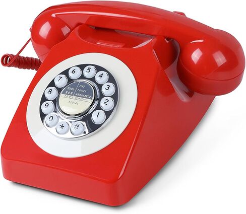 هاتف سلكي أحمر قديم للمكتب المنزلي، هاتف أرضي كلاسيكي قديم الطراز، هواتف مكتبية سلكية عتيقة مزخرفة هدية للعائلة in Kuwait