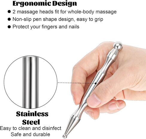 Acupuncture Pen and Stainless Steel Gua Sha Set, Manual Reflexology Metal Acupressure Pen Facial Eye Massager Lymphatic Drainage Tools for Face Neck Muscle in Kuwait