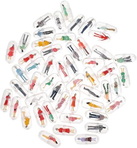 exceart 50pcs كبسولة طاولة الرمل الكبسولة الشرير المصغر حرفة مصغرة التماثيل النموذجية يدرب المسافرين ملحقات playhouse الحالات المحمولة على شكل أرقام مصغرة مواد مادة بلاستيكية عربية in Kuwait